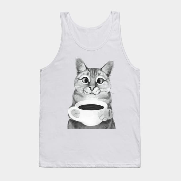 Coffee Cat Tank Top by LauraGraves